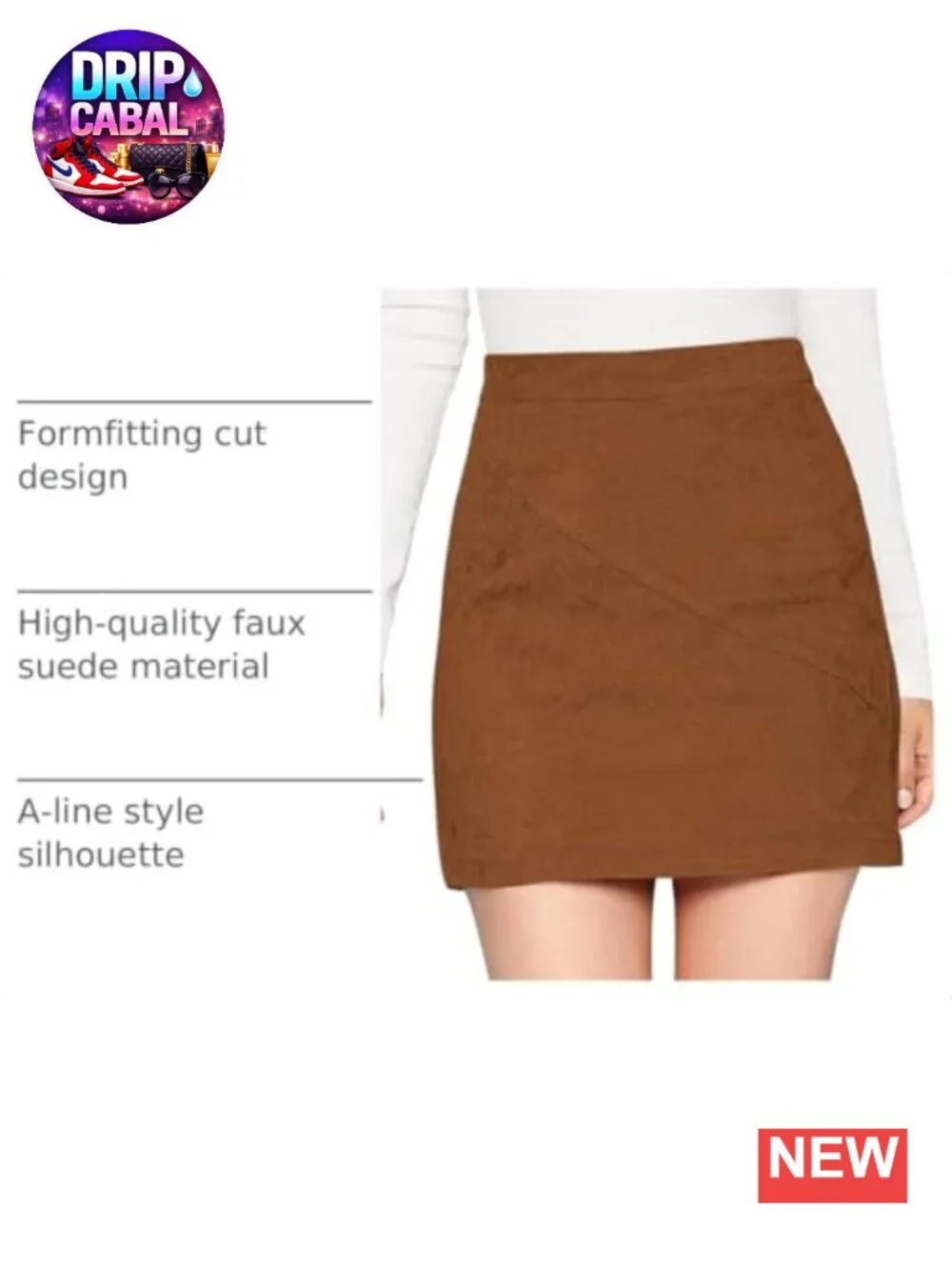 High Waist Faux Suede Mini Skirt Women A-Line